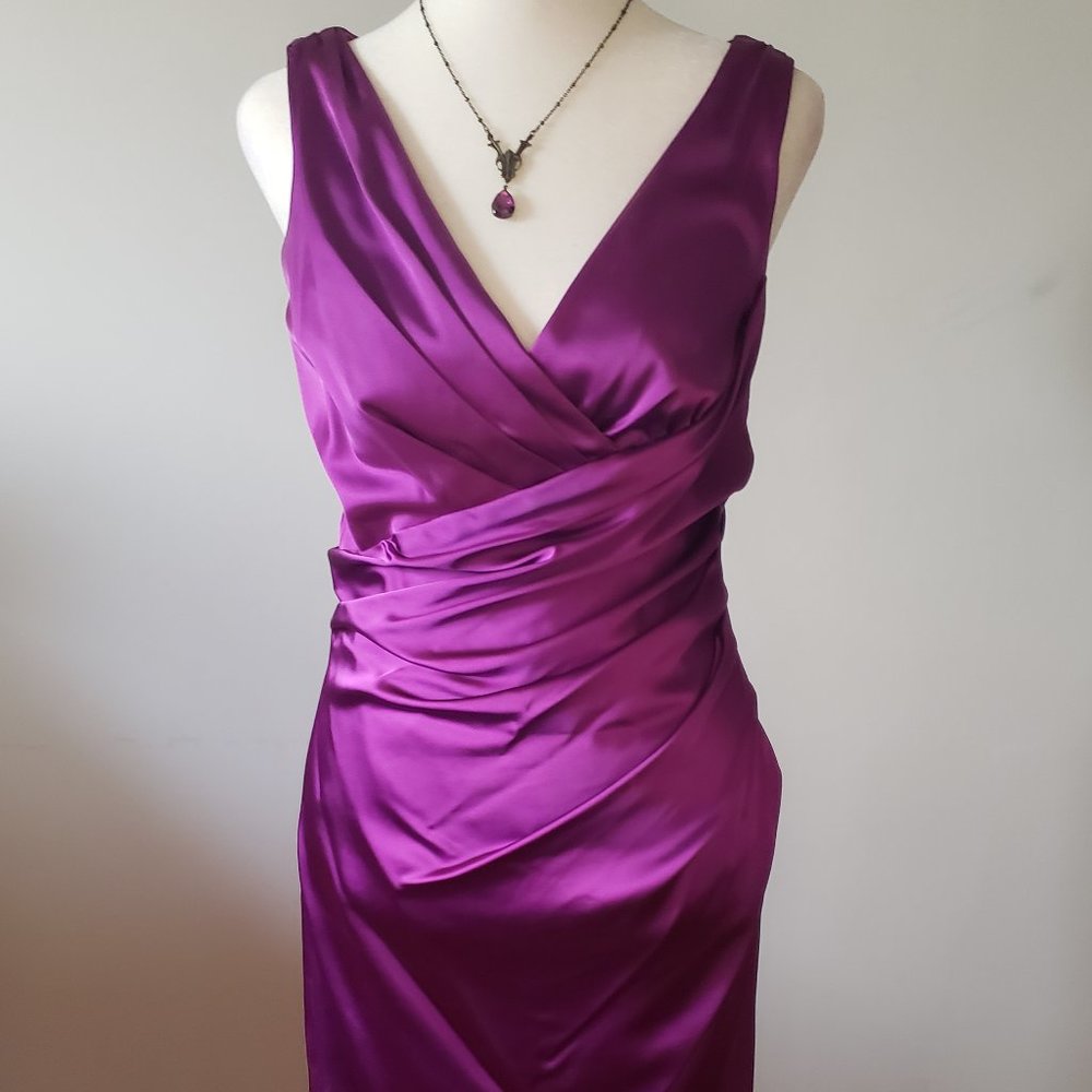 Suzi Chin for Maggie Boutique Purple Satin Sheath Dress